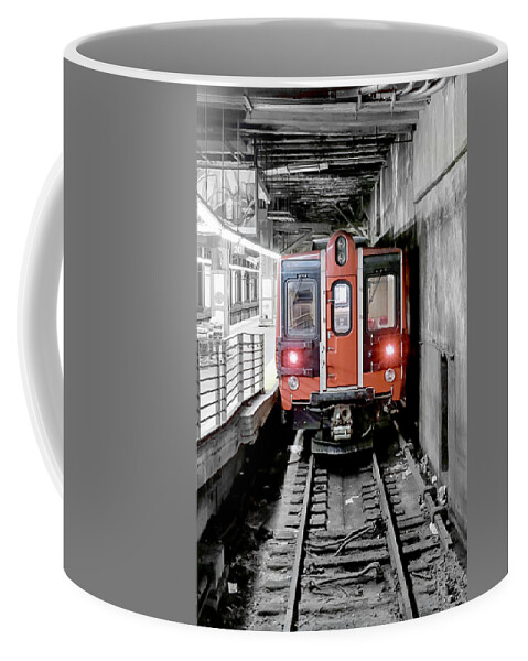 Photography Coffee Mug featuring the pyrography I'm leaving on a Train by Paul Watkins