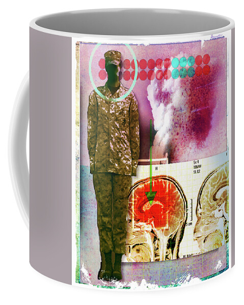 Accessory Coffee Mug featuring the photograph Image Of Inflamed Brain Next To Soldier by Ikon Ikon Images
