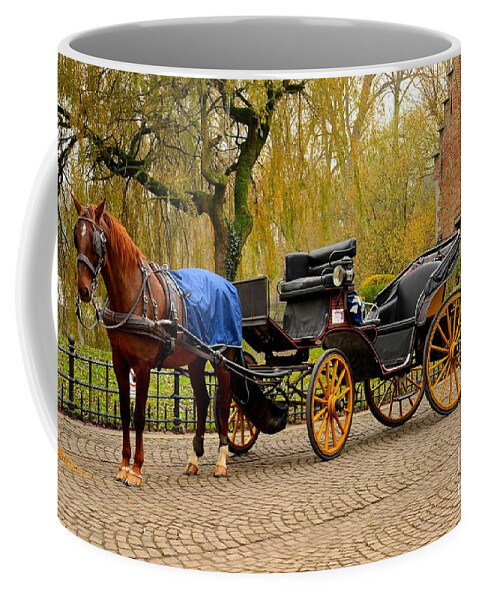  Horse Coffee Mug featuring the photograph Immaculate horse and carriage Bruges Belgium by Imran Ahmed