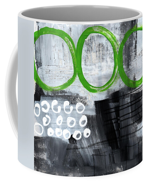 Abstract Coffee Mug featuring the painting In Circles- abstract painting by Linda Woods