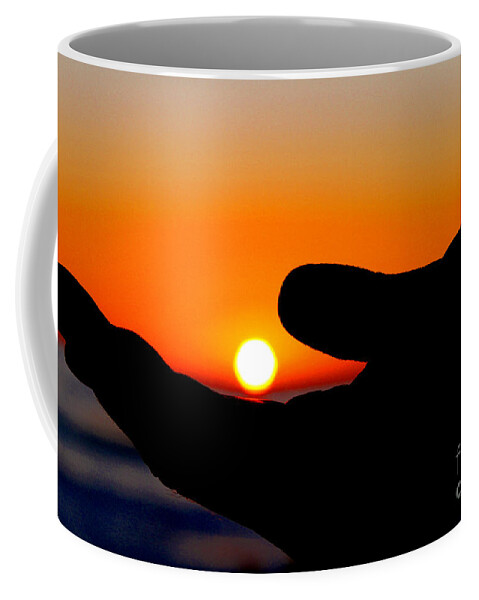 Sunset Coffee Mug featuring the photograph In His Hands By Diana Sainz by Diana Raquel Sainz