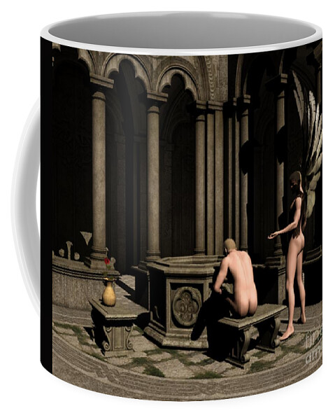 Religious Coffee Mug featuring the digital art In silence he found himself - Angel art by Sipo Liimatainen