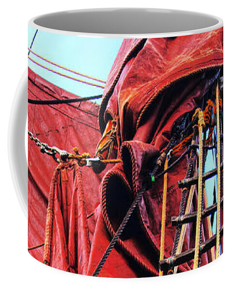 Sailing Barge Rigging Imagery Coffee Mug featuring the photograph In The Rigging by David Davies