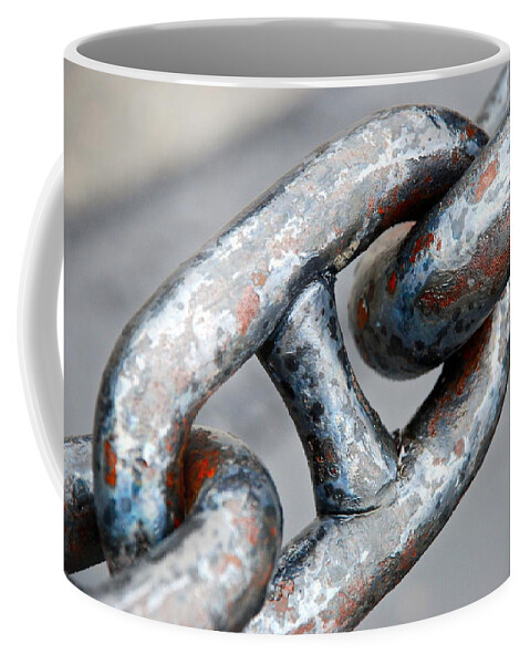 Chain Coffee Mug featuring the photograph In your Face - Macro Chain Photography by Norma Brock