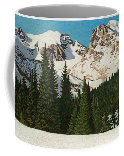 Landscape Coffee Mug featuring the drawing Indian Peaks Winter by Dan Miller