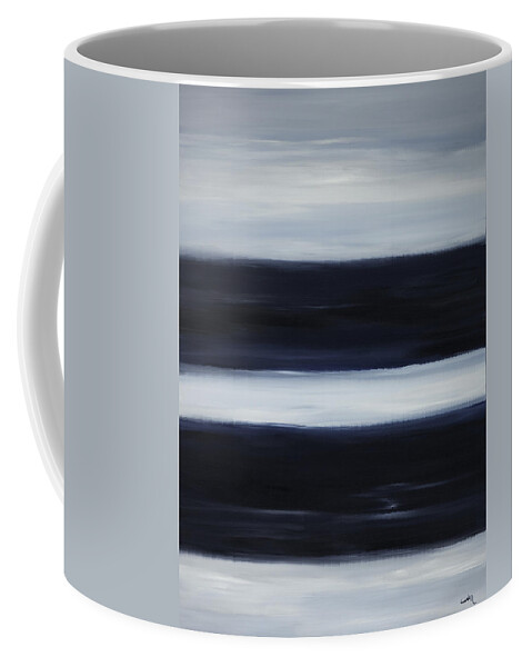 Abstract Coffee Mug featuring the painting Indigo Blur II by Tamara Nelson
