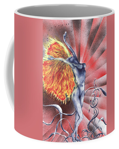 Figurative Drawings Coffee Mug featuring the mixed media Inferno by Kenneth Clarke