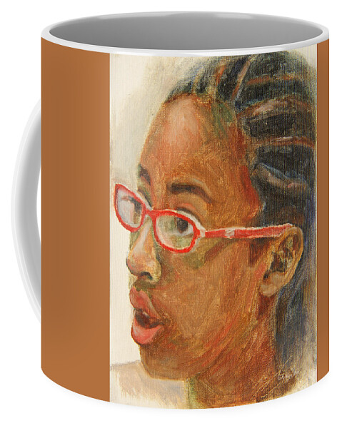Child Coffee Mug featuring the painting Inquisitive Girl by Xueling Zou