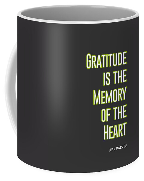 Adam Asar Coffee Mug featuring the digital art Inspirational Print Gratitude is the Memory of the Heart Printable Art Typography Quote Home Decor M by Celestial Images