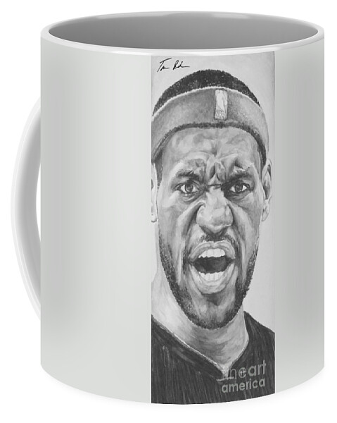 Lebron Coffee Mug featuring the painting Intensity Lebron James by Tamir Barkan