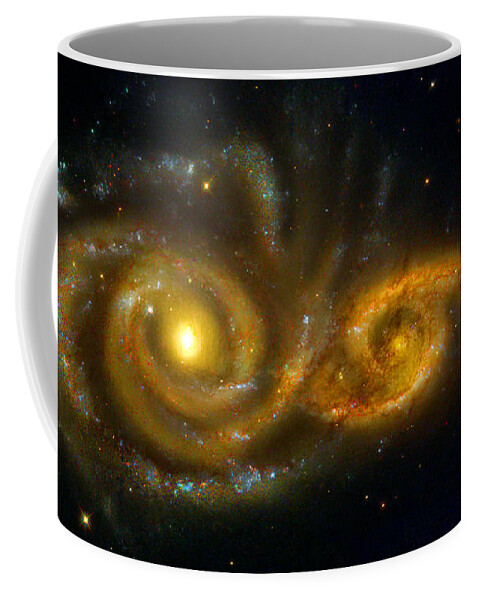 Interacting Coffee Mug featuring the photograph Interacting Spiral Galaxies NGC 2207 and IC 2163 by Nicholas Burningham