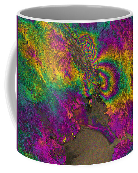 Illustration Coffee Mug featuring the photograph Interferogram Of Napa Valley Earthquake by Science Source