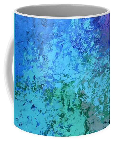 Abstract Coffee Mug featuring the painting Into the Deep Blue Sea by Linda Bailey