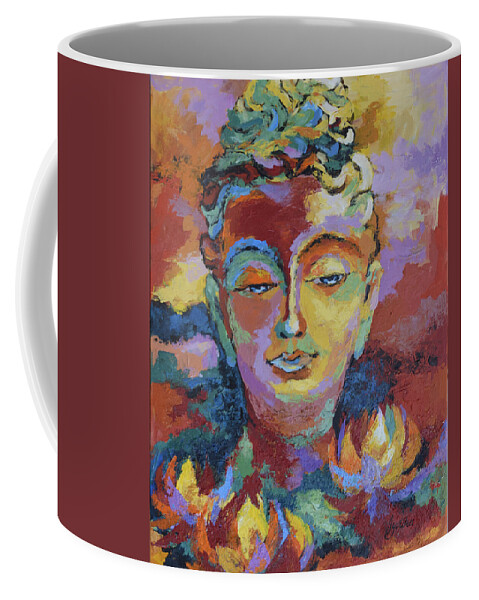 Buddha Coffee Mug featuring the painting Introspection by Jyotika Shroff