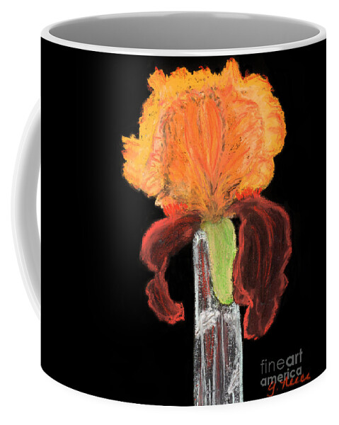 Iris Coffee Mug featuring the pastel Iris on Black by Ginny Neece