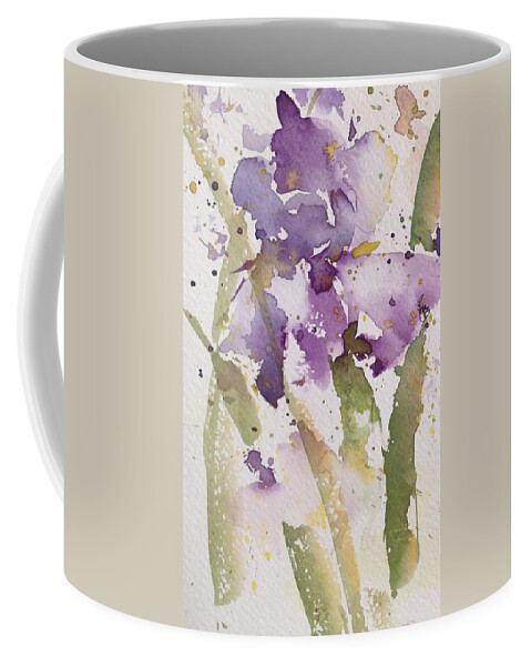 Irises Coffee Mug featuring the painting Iris Study #3 by Robin Miller-Bookhout