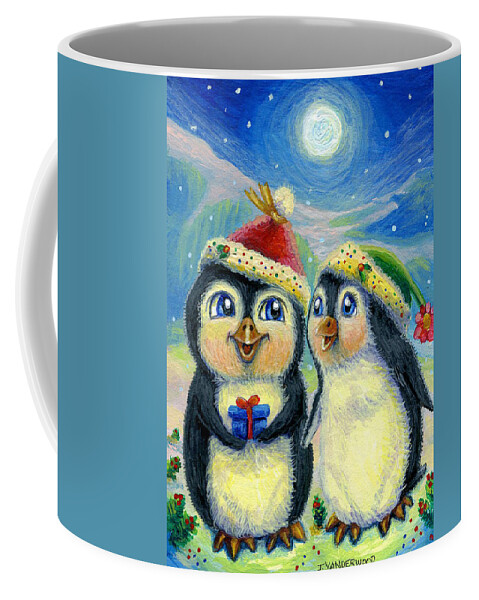 Penguins Coffee Mug featuring the painting Is That Present For Me by Jacquelin L Vanderwood Westerman