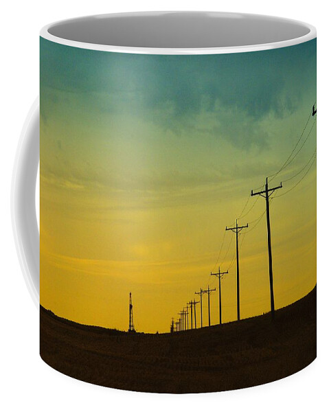 Oil Rigs Coffee Mug featuring the photograph Isolated in North Dakota by Jeff Swan