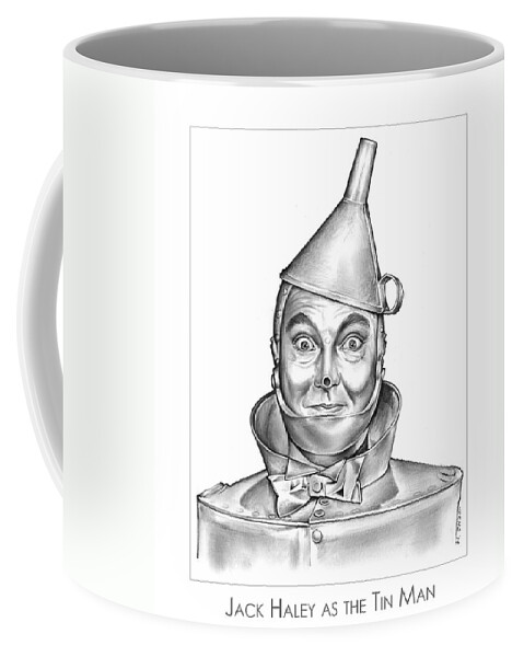 Wizard Of Oz Coffee Mug featuring the drawing Jack Haley as the Tin Man by Greg Joens