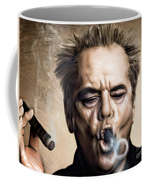 Actor Coffee Mug featuring the painting Jack Nicholson by Andrzej Szczerski