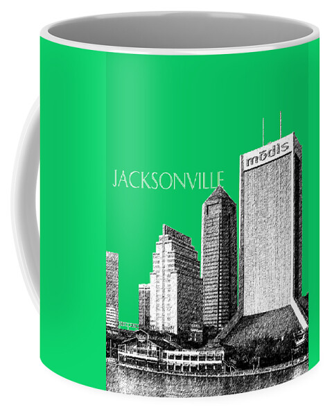 Architecture Coffee Mug featuring the digital art Jacksonville Florida Skyline - Green by DB Artist