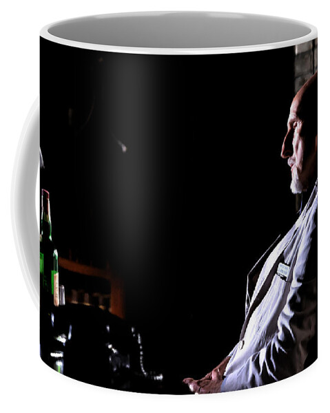American Horror Story: Asylum Coffee Mug featuring the digital art James Cromwell as Dr Arthur Arden @ TV serie American Horror Story Asylum by Gabriel T Toro