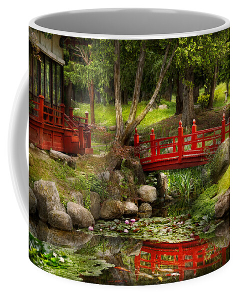 Teahouse Coffee Mug featuring the photograph Japanese Garden - Meditation by Mike Savad