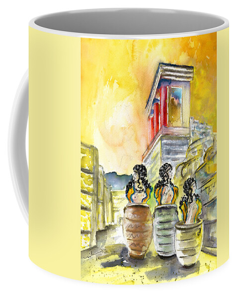 Travel Coffee Mug featuring the painting Jar Genies in Knossos by Miki De Goodaboom