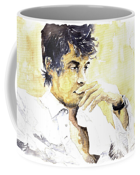 Jazz Coffee Mug featuring the painting Jazz Rock John Mayer 04 by Yuriy Shevchuk