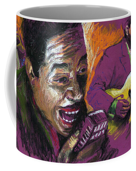 Jazz Coffee Mug featuring the pastel Jazz Songer by Yuriy Shevchuk