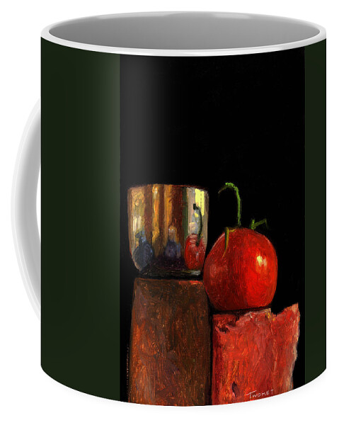 Oil Coffee Mug featuring the painting Jefferson Cup With Tomato and Sedona Bricks by Catherine Twomey