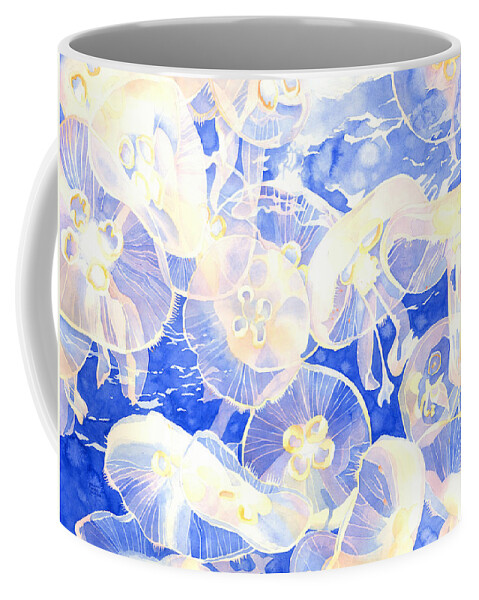 Moon Jellyfish Coffee Mug featuring the painting Jellyfish Jubilee by Pauline Walsh Jacobson