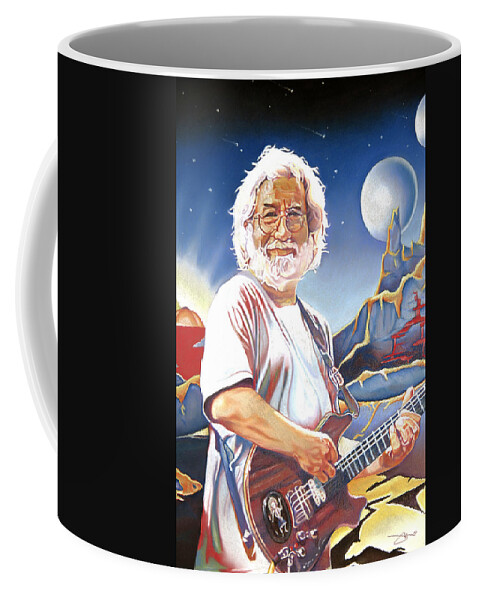 Jerry Garcia Coffee Mug featuring the drawing Jerry garcia Live at the Mars Hotel by Joshua Morton