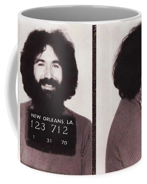 Jerry Coffee Mug featuring the photograph Jerry Garcia Mugshot by Digital Reproductions