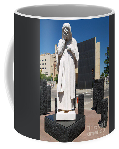 Oklahoma City Statue Coffee Mug featuring the painting Jesus Wept by Robin Pedrero