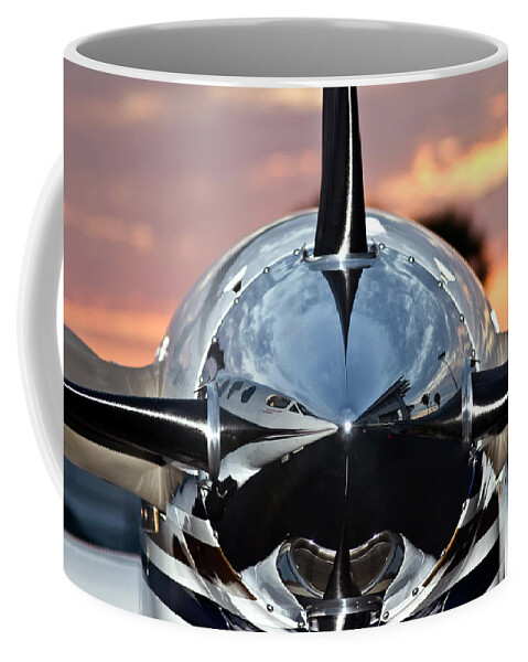Airplane Coffee Mug featuring the photograph Airplane at Sunset by Carolyn Marshall