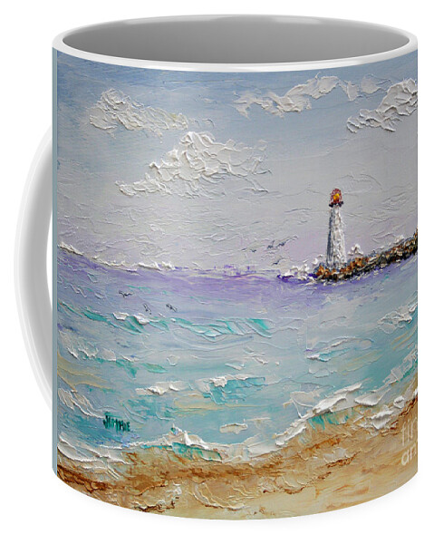 Lighthouse Coffee Mug featuring the painting Jetty Lighthouse by Jimmie Bartlett