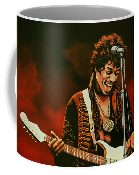 Jimi Hendrix Coffee Mug featuring the painting Jimi Hendrix Painting by Paul Meijering