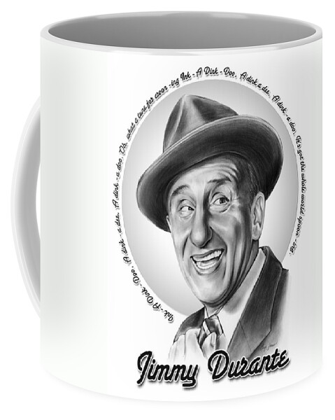 Jimmy Durante Coffee Mug featuring the mixed media Jimmy Durante by Greg Joens