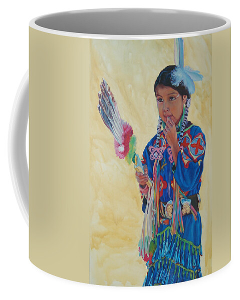 Native American Coffee Mug featuring the painting Jingle by Christine Lytwynczuk
