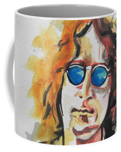 Watercolor Painting Coffee Mug featuring the painting John Lennon 03 by Chrisann Ellis