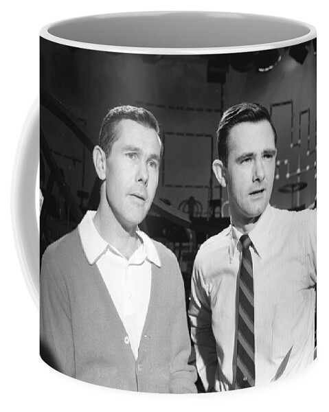 Johnny Carson Coffee Mug featuring the photograph Johnny Carson with his brother Dick Carson 1963 by The Harrington Collection