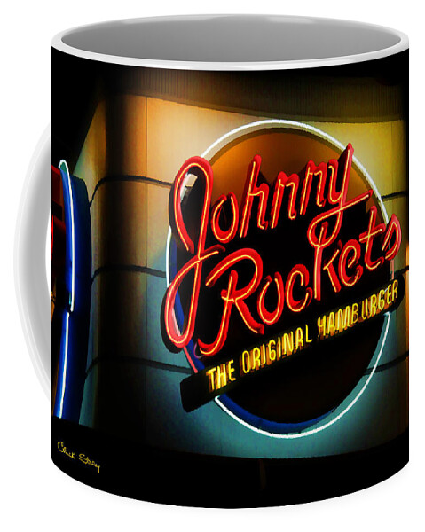 Johnny Rockets Coffee Mug featuring the photograph Johnny Rockets Sign by Chuck Staley