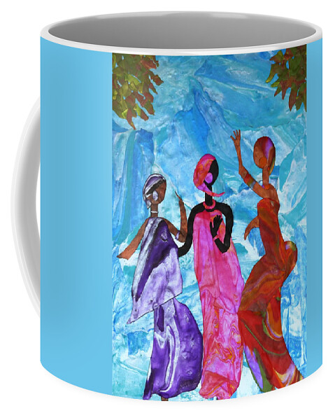 Women Coffee Mug featuring the mixed media Joyful Celebration by Deborah Stanley