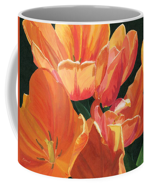 Tulips Coffee Mug featuring the painting Julie's Tulips by Lynne Reichhart
