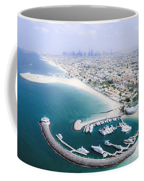 Aerial Coffee Mug featuring the photograph Jumeirah Beach Hotel And Burj Al Arab by Bill Bachmann