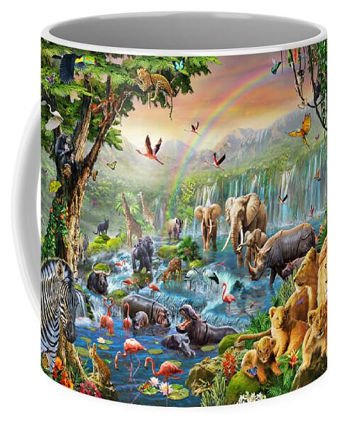 Adrian Chesterman Coffee Mug featuring the drawing Jungle River by MGL Meiklejohn Graphics Licensing