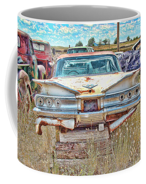 1960's Chevrolet Impala Coffee Mug featuring the photograph Junkyard Series 1960's Chevrolet Impala by Cathy Anderson