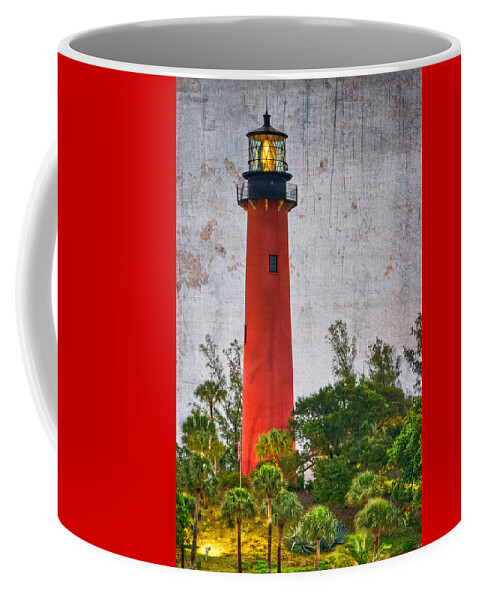 Clouds Coffee Mug featuring the photograph Jupiter Lighthouse by Debra and Dave Vanderlaan