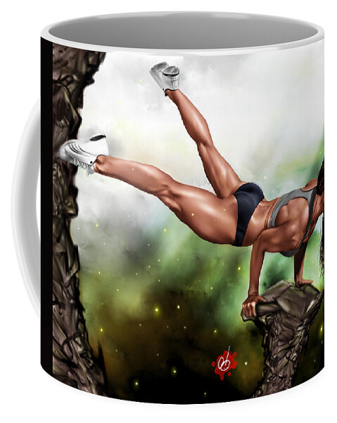 Fitness Coffee Mug featuring the painting Just Because I Can by Pete Tapang